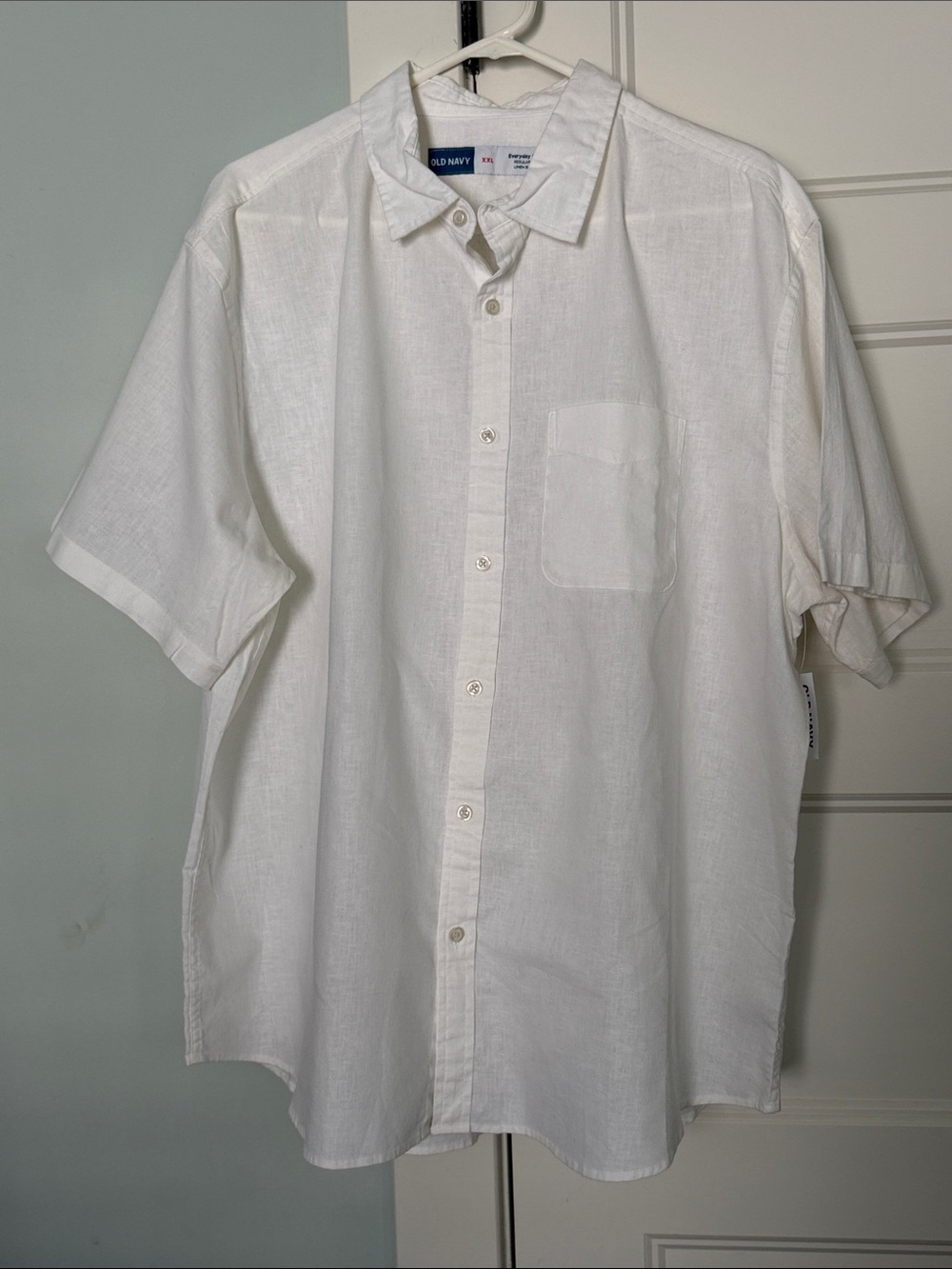 NWT Old Navy Men's White Short-Sleeve Button-Up Shirt XXL